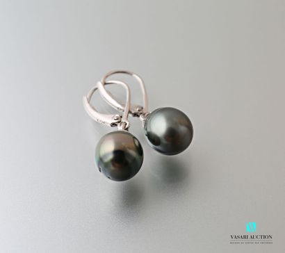 null Pair of silver earrings with a Tahitian pearl at the end.

Gross weight: 3.93...