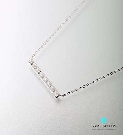 null Necklace in 750 thousandths white gold adorned with an openworked bar set with...