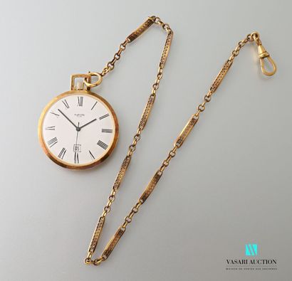 null Gusset watch and its gilet chain in gilded metal, the round dial marked Aurore...