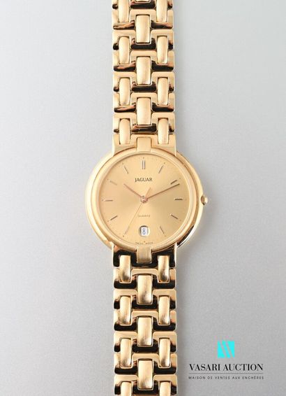 null JAGUAR - Montre bracelet d'homme en plaqué or, boitier rond de 32 mm numéroté...