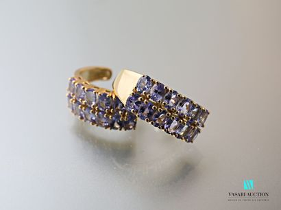 null Pair of vermeil earrings decorated with two lines of tanzanites oval size, Belgian...