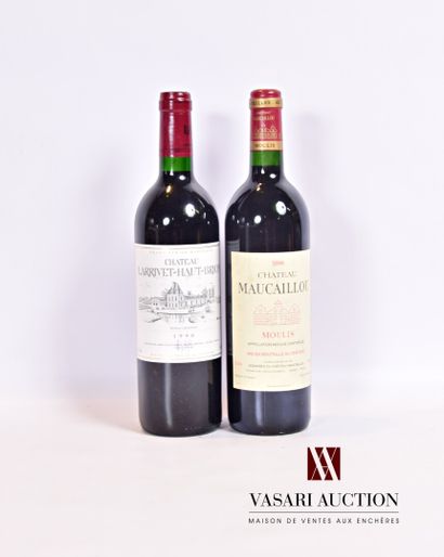 null Lot de 2 bouteilles comprenant :		

1 bouteille	Château LARRIVET HAUT BRION	Graves	1996

1...