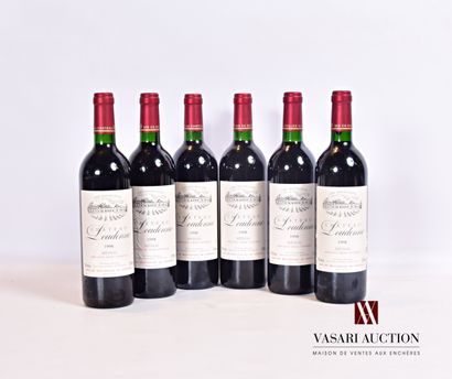 null 6 bouteilles	Château LOUDENNE	Médoc CB	1998

	Et. impeccables. N : bas goulot....