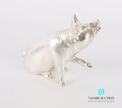 null Subject in silver depicting a seated pig lifting its leg 

Weight: 248.18 g

High....