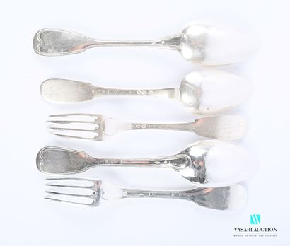 null Silver table cutlery, the handle with net decoration, monogrammed

(silver fork...