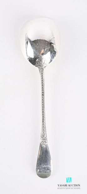 null Cream spoon in silver with a handle decorated with a frieze of bases and foliated...