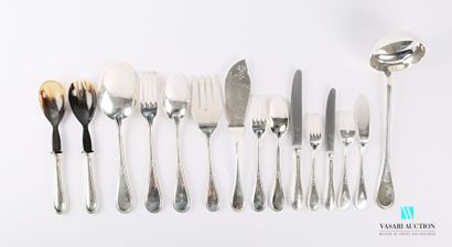 null Silverware set 800 thousandths, the handle with net decoration comprising twelve...