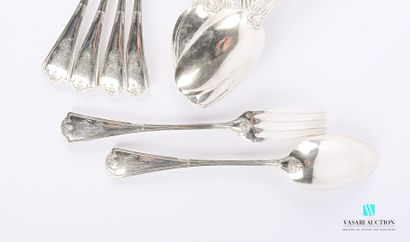 null Suite of five silver entremet place settings and six silver entremet spoons,...