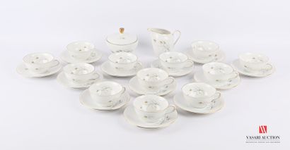null ALLEMAGNE

Service à thé en porcelaine blanche traité en polychromie et rehauts...