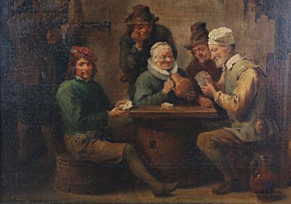null Ecole flamande du XIXème siècle 

Les joueurs de cartes

Huile sur toile 

38...