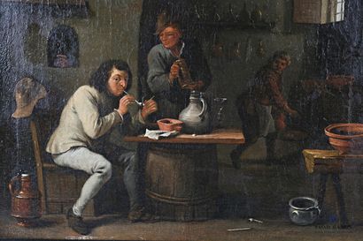null Dutch school of the XIXth century 

The pipe-smoking tavern

Oil on canvas 

32.5...