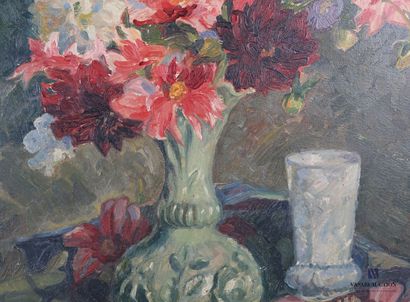 null BAYER Albert (1885-1963)

Bouquet de fleurs et vases sur un entablement

Huile...