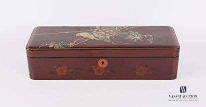 null Rectangular glove box made of boiled lacquered cardboard with polychrome decoration...