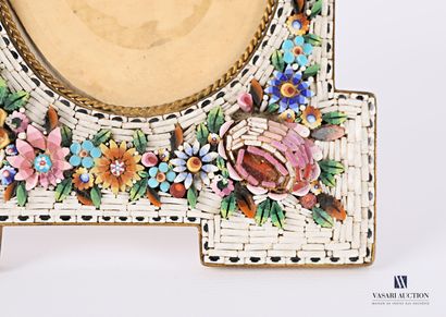 null Set of two oval micro-mosaic frames, the first one with detached corners decorated...