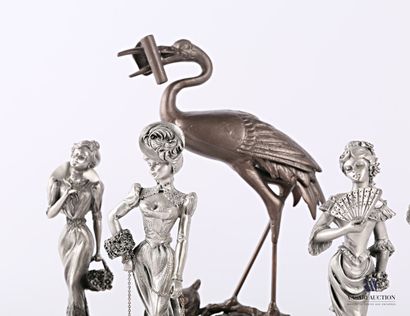 null Set of four pewter subjects representing elegant pieces from the Frou-Frou collection...