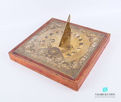null Bronze sundial with Roman numerals for the hours and Arabic numerals for the...