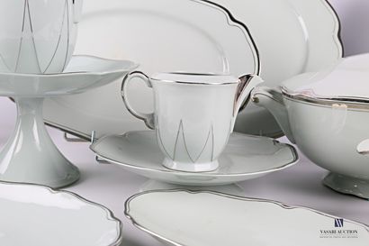 null Table service part in celadon porcelain with a silver fillet rim, consisting...