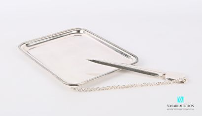 null Rectangular silver-plated metal mail carrier, the border hemmed with a frieze...