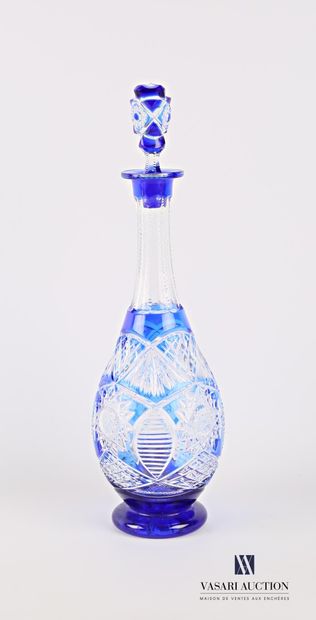 null Blue overlay crystal decanter with rose and palm decoration

Czechoslovak work

High....
