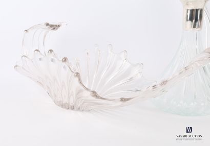 null Glass and moulded crystal set comprising a bowl of turbulent shape decorated...