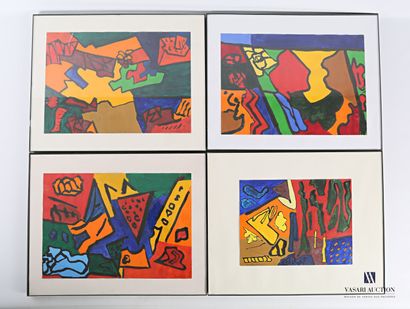 null Jean-Paul's CAPON (20th century) 

Suite of 4 abstract compositions 

Gouaches...