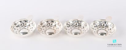 null Suite of four wine tasters in silver plated metal decorated with gadroons and...