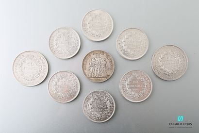 null Lot de pièces en argent comprenant une pièce de 10 francs de 1965, deux pièces...