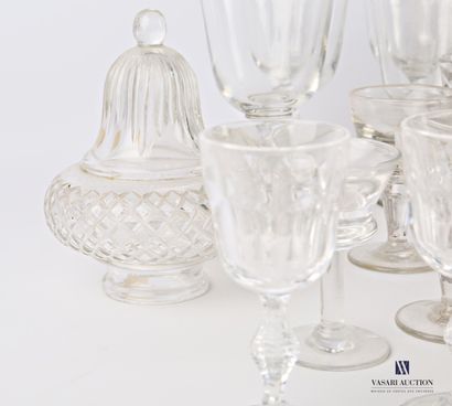 null Transparent glass set consisting of a moulded glass jar decorated with scrolls...