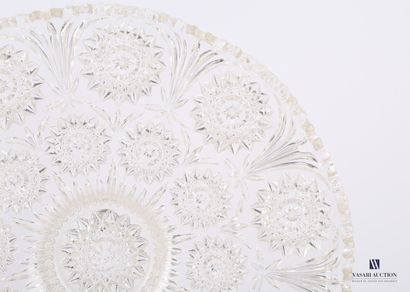 null Set comprising a moulded glass bowl with rosette and palm decoration, the rim...