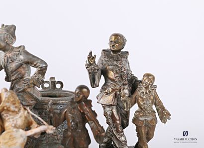 null Set of six bronze subjects with various patinas, representing characters from...