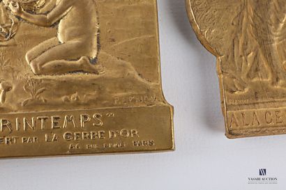 null Set of four brass plates, two of which are marked Le Printemps et L'Eté d'après...