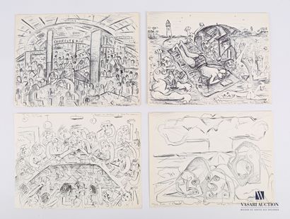 null REJAS Pablo (XXème siècle)

Lot de quatre dessins au stylo sur papier comprenant...