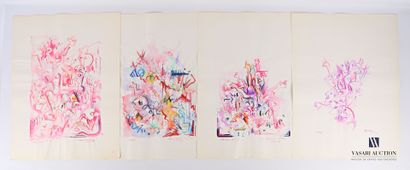 null REJAS Pablo (XXème siècle)

Lot de quatre dessins aquarellés sur papier comprenant...