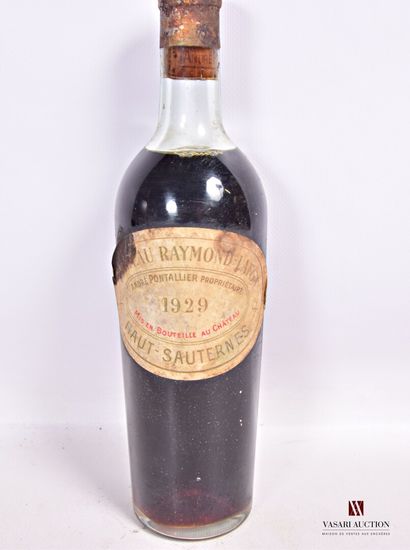 null 1 bouteille	Château RAYMOND LAFON	Haut-Sauternes	1929

	Et. fanée et tachée....