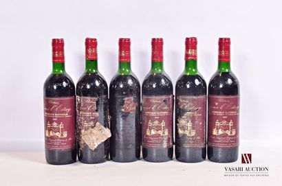 null 6 bouteilles	Château VIEUX L'ESTAGE	Bordeaux Sup.	1987

	Et.: 2 un peu tachées...