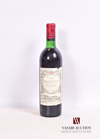 null 1 bouteille	Château GAZIN	Pomerol	1972

	Et. un peu tachée, usée et effrangée....