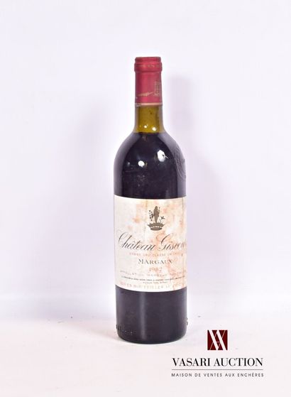 null 1 bouteille	Château GISCOURS	Margaux GCC	1982

	Et. tachée mais parfaitement...