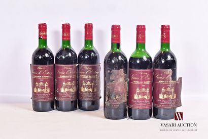 null 6 bouteilles	Château VIEUX L'ESTAGE	Bordeaux Sup.	1987

	Et.: plus ou moins...