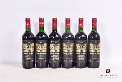 null 6 bouteilles	DOMAINE DES CAILLOUX	Bordeaux	1986

	Et. un peu tachées (1 déchirées)....