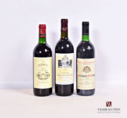 null Lot de 3 bouteilles comprenant :		

1 bouteille	Château LA BRANDETTE	Médoc	1996

1...