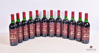 null 12 bouteilles	Château VIEUX L'ESTAGE	Bordeaux Sup.	1987

	Et. plus ou moins...