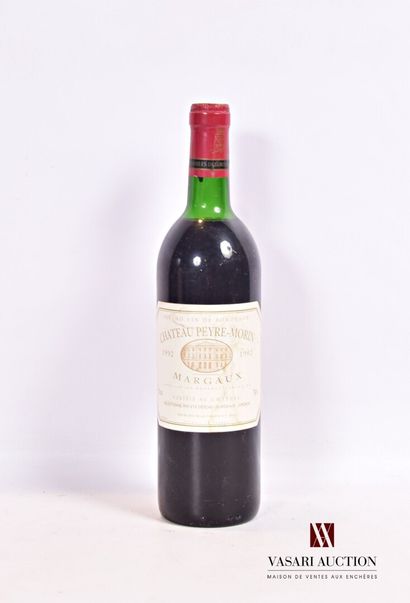 null 1 bouteille	Château PEYRE-MORIN	Margaux	1992

	Et. un peu tachée. N : haut ...