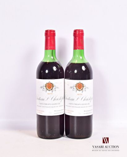 null 2 bouteilles	Château SAINT CHRISTOPHE	St Emilion GC	1976

	Et.: 1 un tachée,...