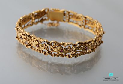null Bracelet ruban en plaqué or de la fin du XIXème siècle mailles rectangulaires...