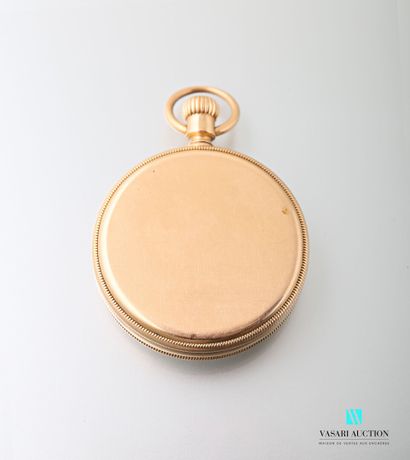 null Pocket watch in 750-thousandths gold, round white enamelled dial with Roman...