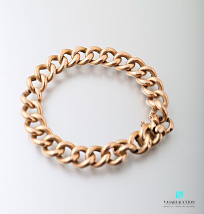 null 
Rose gold bracelet 750 thousandths link bracelet, ratchet clasp and safety...
