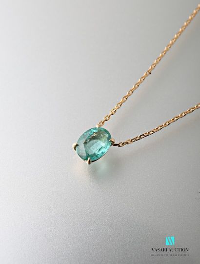 null Necklace in yellow gold with chain link retaining a pendant set with an oval...
