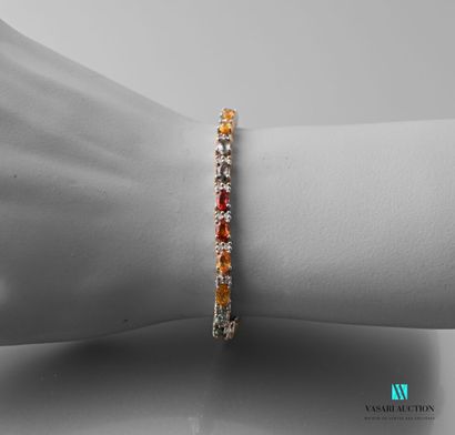 null Line bracelet in silver set with multicoloured sapphires, clasp with lobster...