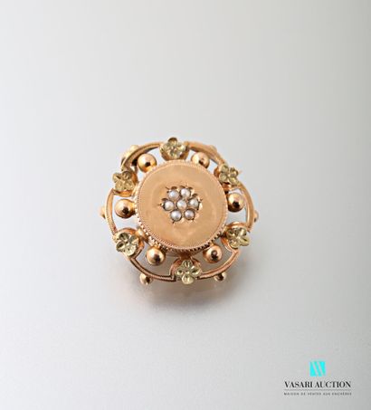null Round animated brooch-pendant in pink and green gold 750 thousandths decorated...