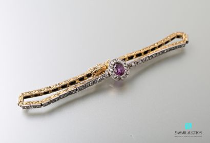 null Bracelet souple en or 585 millièmes pavé de diamants taillés en rose, motif...